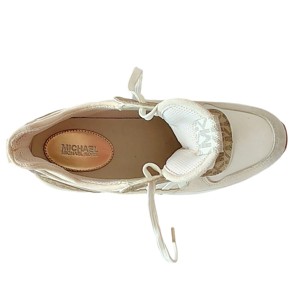 Michael Kors Muse Mesh Trainer Sneakers Gold Tennis Shoes - Picture 7 of 8